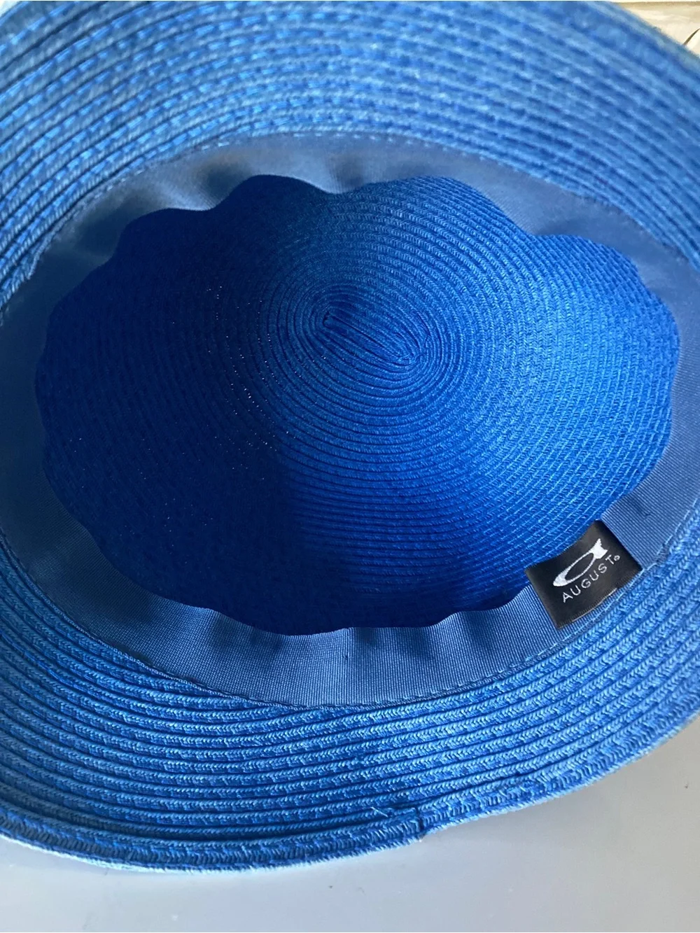 Augusta cloche blue  Straw Sun Hat with Striped Band-L